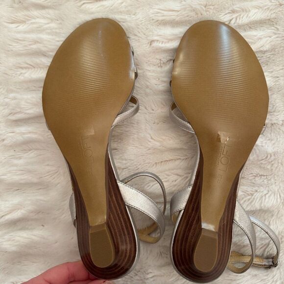 Ann Taylor Loft Silver Metallic Strappy Sandals - Picture 4 of 7